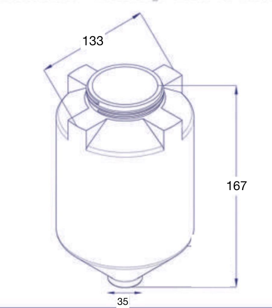 ابعاد مخزن 1500 لیتری قیفی سه لایه پلاستونیک